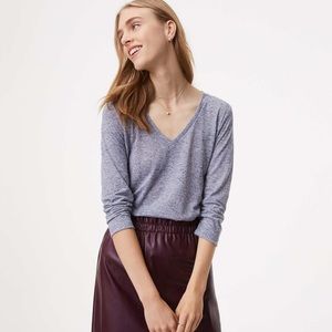Loft Flecked 3/4 Sleeve V Neck Tee